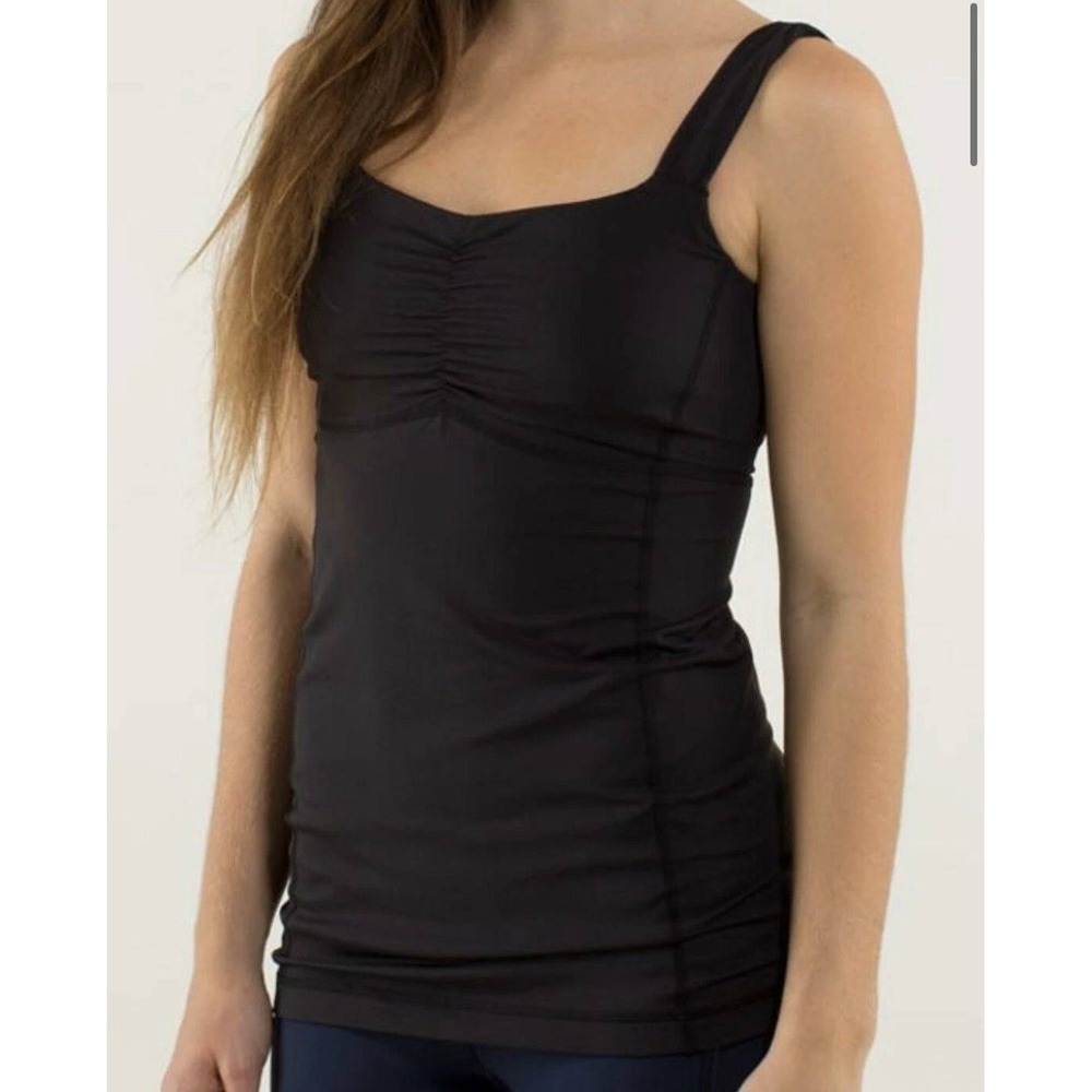 Lululemon Aria Tank Ruched Sweetheart Top Built-in Shelf Bra 10 Yoga Sporty